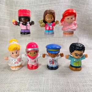 Fisher-Price Little People Lot of 7 Disney Princess Ariel Cinderella Chef Pilot